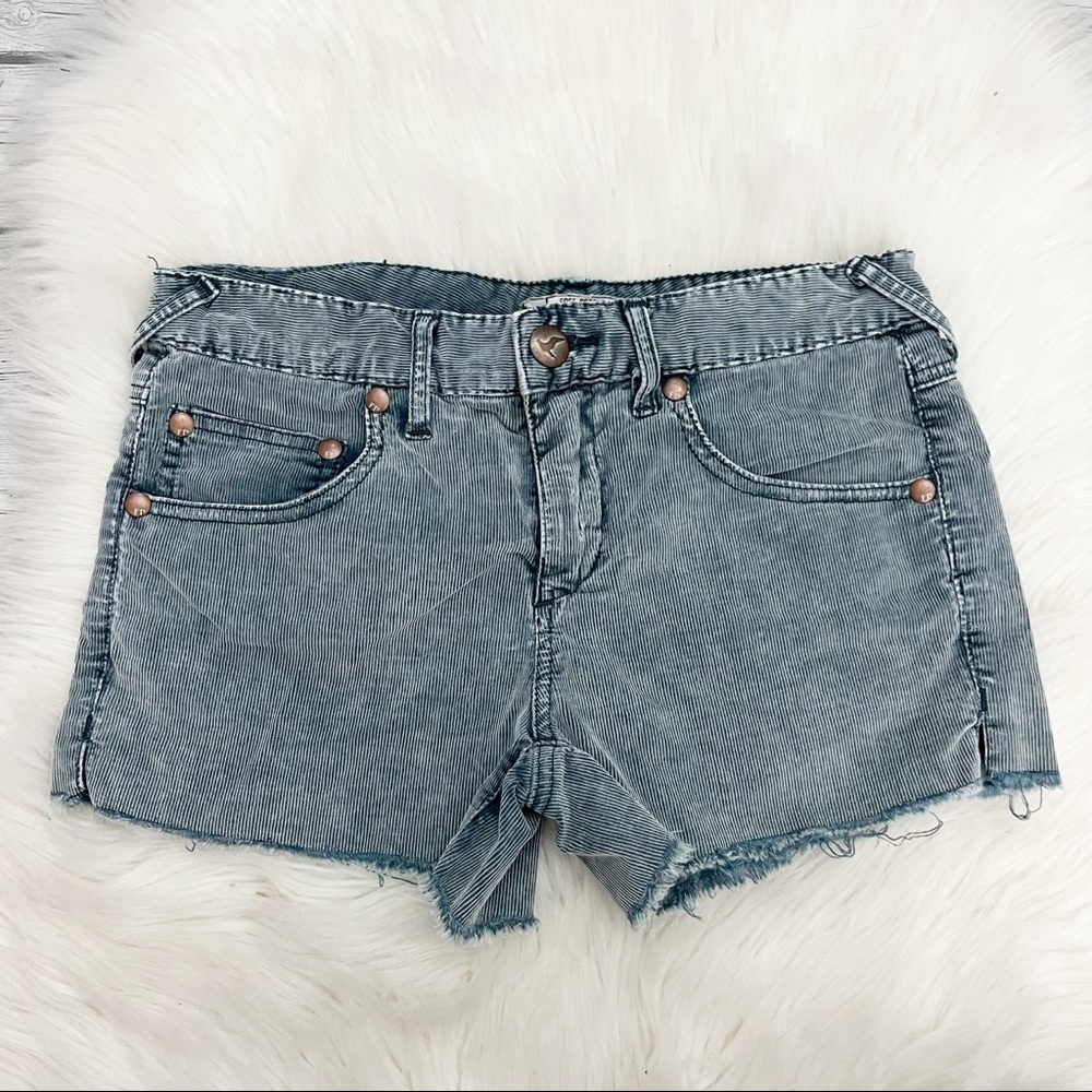 Free People Striped Jean Shorts